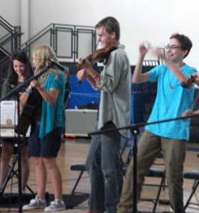 teenagers performing