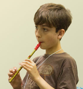 Simon Browning playing whistle